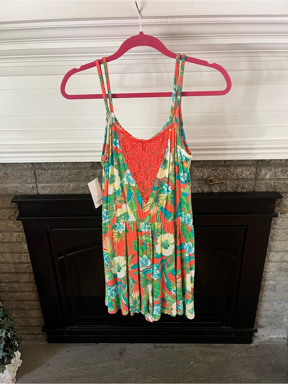 Decree Orange Lace Front Romper